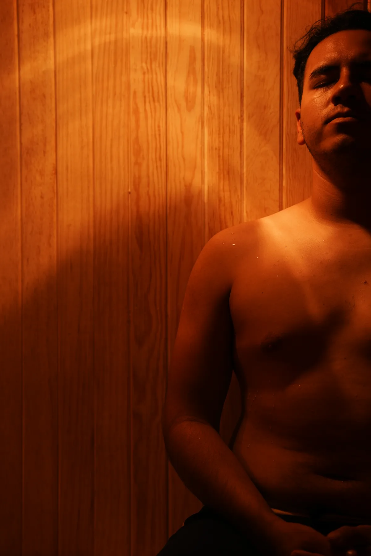 Resting in the sauna